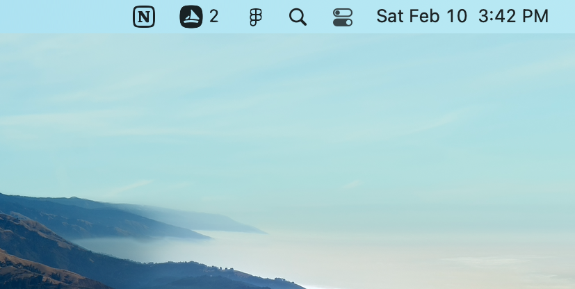 A screenshot of a Mac OS menu bar with the Skipper icon in it.